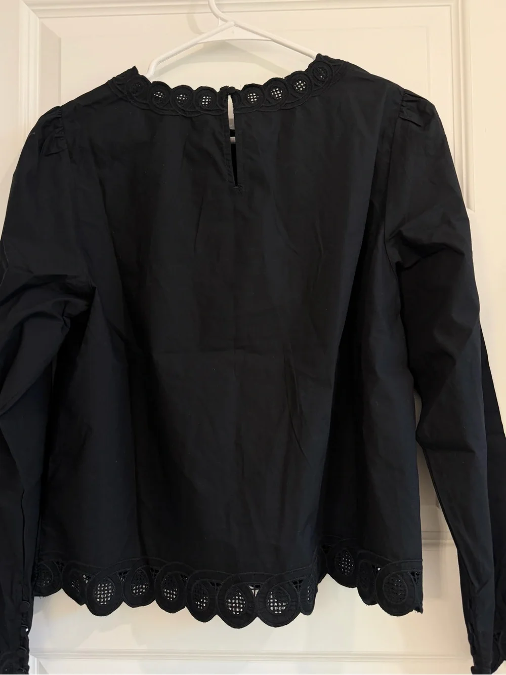 Madewell Black Embroidered Long-Sleeve Top